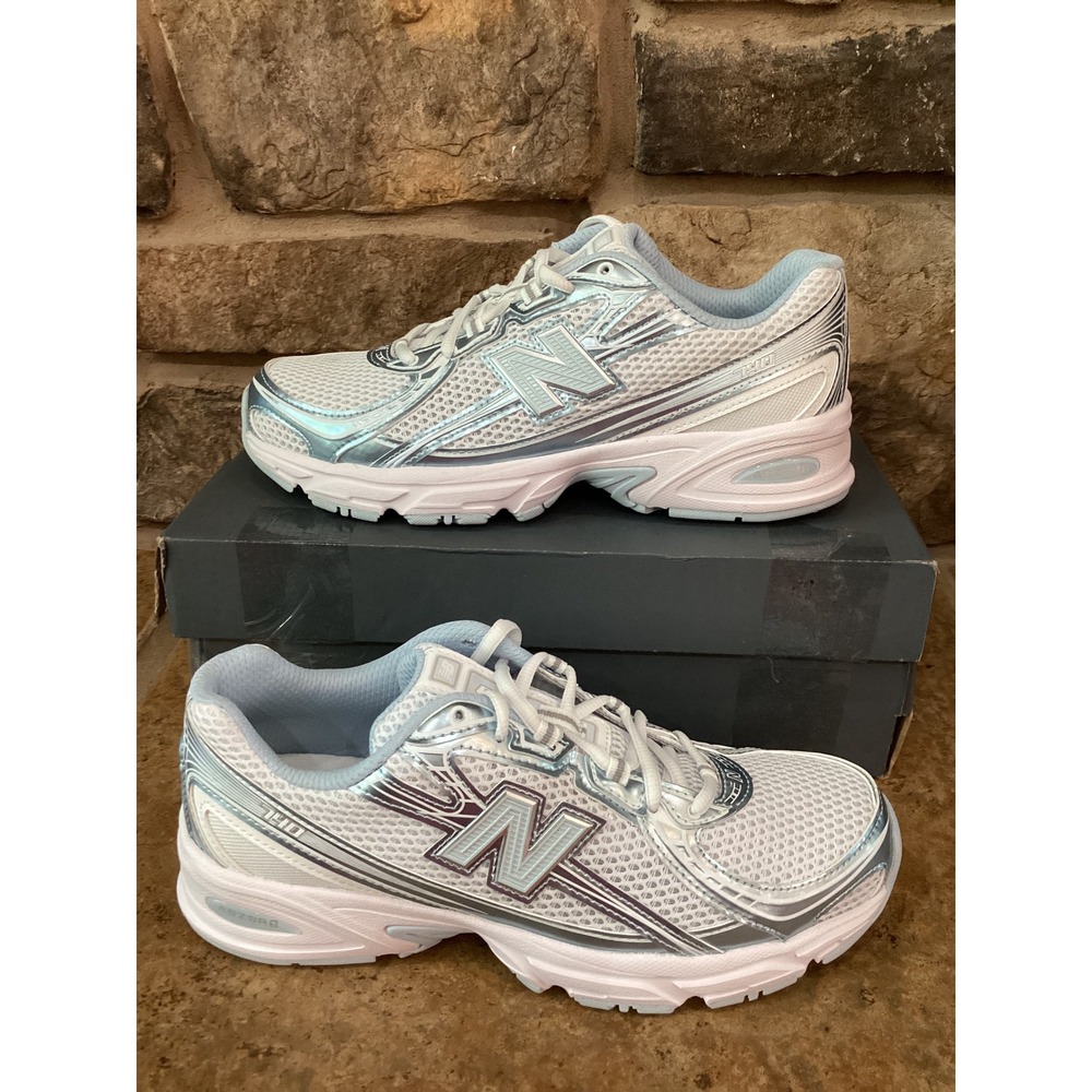 New Balance 740 Blue Grey White Metallic Mesh Sneakers Size Mens 7 Womens 8.5